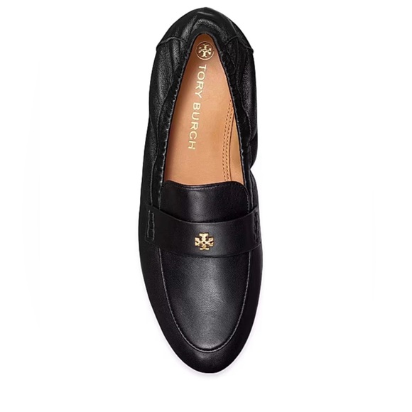 Tory Burch Shoes - Tory Burch Black Leather logo ballet Loafers